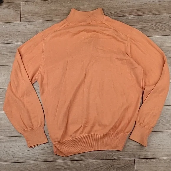 MAUS & HOFFMAN Pastel Orange Peach Pima Cotton‎ Mens M Half Zip Pullover Sweater